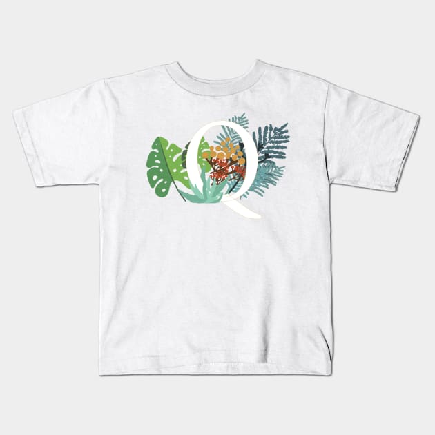 Plant Letter Q Kids T-Shirt by HiPolly